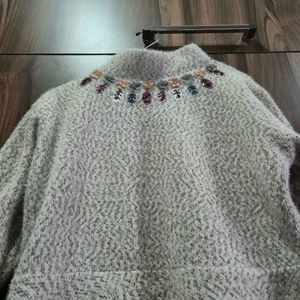 Embellished Grey Knit Sweater