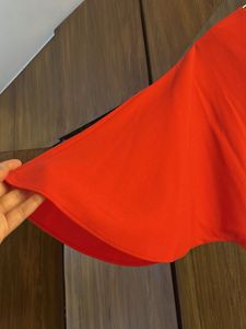 Elegant Orange Blouse with cape Cut Sleeve