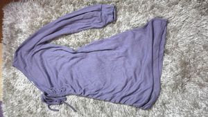 Cute Purple Ribbed Long Sleeve Top