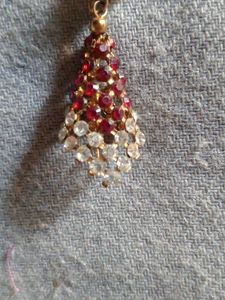 Red &amp; White Stone Flower Earrings