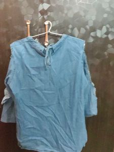 Cold Shoulder Denim Top