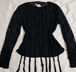 Y2k Vintage Gothic Grungy Black Lace Top