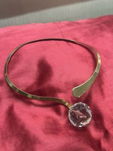 Elegant Gold hansli Choker with Crystal Pendant