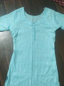 Blue Kurta with Silver Stripes