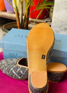 Embellished Block Heel Mules