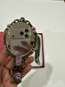 Brand new Vintage Peacock Hand Mirror &amp; Comb Set
