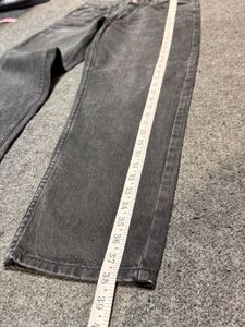 Bershka Men’s Charcoal Grey Denim -Trendy Wide Leg