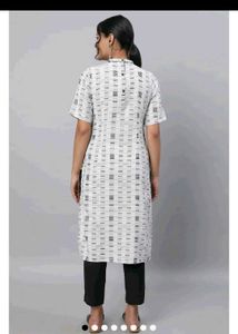 AURELIA 's White &amp; Black Print Kurta