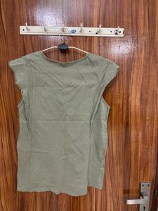 Green Embroidered V-Neck Top