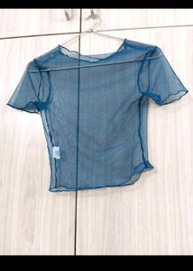 NEW Blue Jumpsuit with Sheer Top