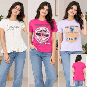 Set of 3 Graphic T-Shirts for Women