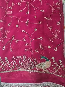 Embroidered Peacock Saree