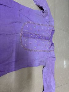 Charming Lavender Hand-Embroidered Kurta