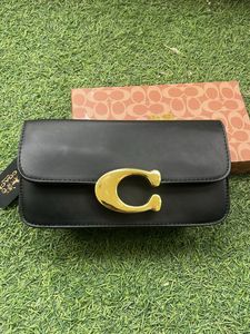 Coach Black Clutch with Gold C Logo