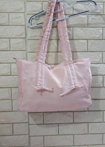 Light Pink Ruched Handle Tote Bag