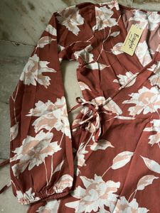 Floral Wrap Dress with Long Sleeves