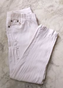 White denim cotton Ripped Jeans for girls/women