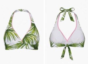 Tropical Leaf Print Bikini Top