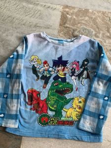 Cute Dinosaur & Anime Print T-Shirt