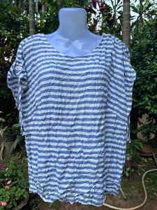 Blue &amp; White Striped Tunic Top