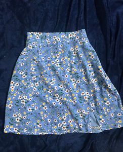 Chic Floral Blue Skirt