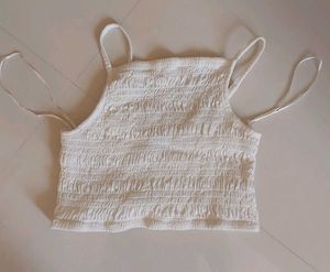 White Smocked Crop Top