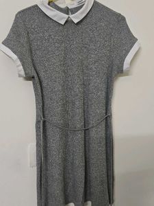 Grey Collared Knit Dress