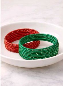 ♥️💚Silk Thread Bangles - Red &amp; Green