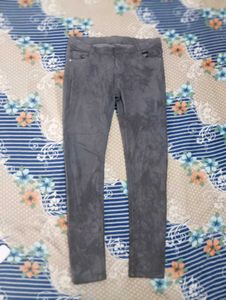 Stylish Grey Faux Suede Pants