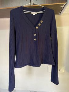 Navy Button Detail Top