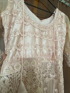 Elegant Pink Embroidered indo western gown