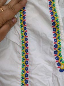 Embroidered White Cotton top