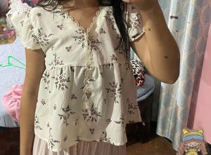 Chic Floral Print Peplum Top