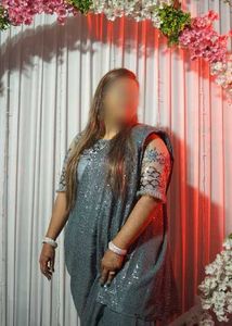 Elegant Sequined Saree (2 colors grey and green)