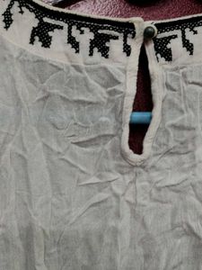 Embroidered White Kurta