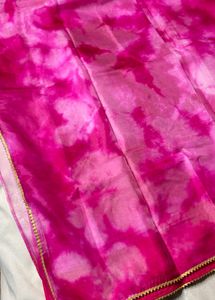 Pink Tie-Dye Organza Silk Saree