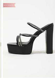 Imported Black Dazzling Rhinestone Heels