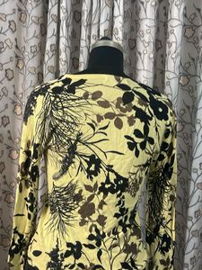 Yellow Floral Print Long Sleeve Top
