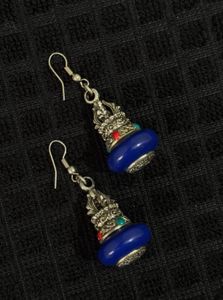Navratri Blue Beaded Ethnic Danglers