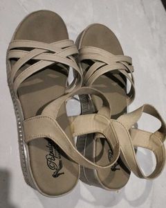 Stylish Beige Strappy Platform Sandals