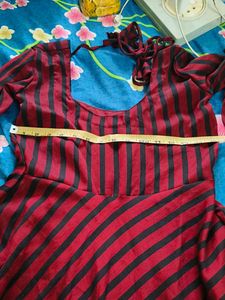 Red/maroon and Black Striped Maxi Dress