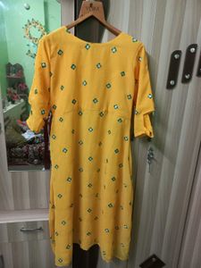 Yellow Mirror Work Kurti