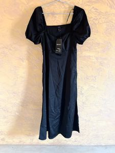 Sleek Black Midi Dress