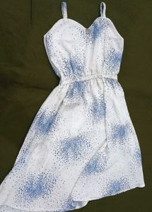 White & Blue Sleeveless Dress