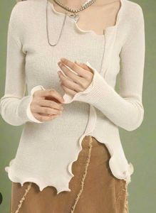 Ruffle Trim Long Sleeve Top