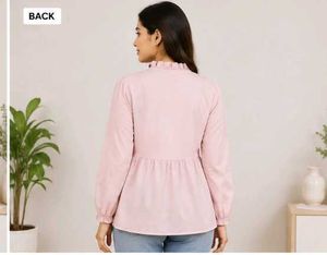 Chic Pink Ruffled Peplum Top