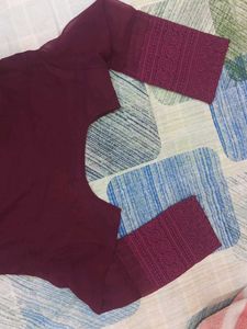 Maroon Chikankari Kurta Set