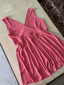 Coral Wrap V-Neck Sleeveless Dress