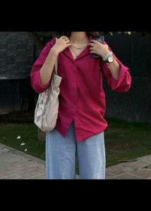 Chic Magenta Button-Up Shirt