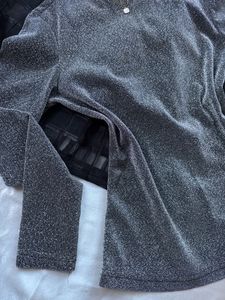Sparkly Silver Turtleneck Top